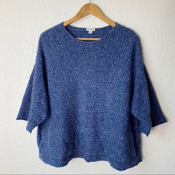 J. Jill Sweaters - Pure Jill Blue Marled Knit Boxy Fit Pullover Sweater